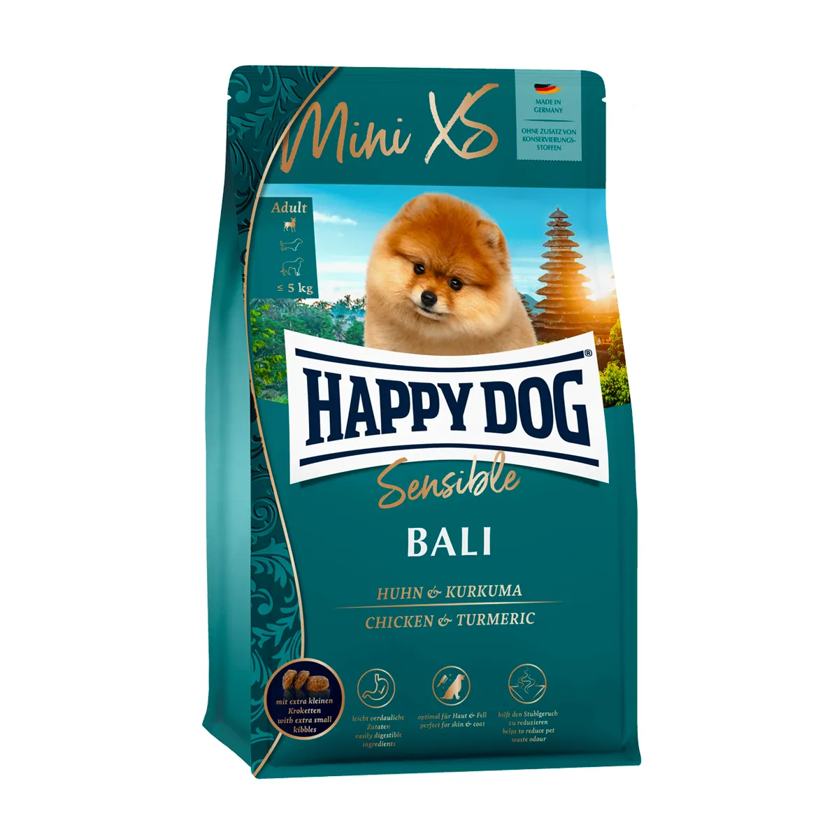 HAPPY DOG ミニ XSバリ(チキン、ライス＆ターメリック)