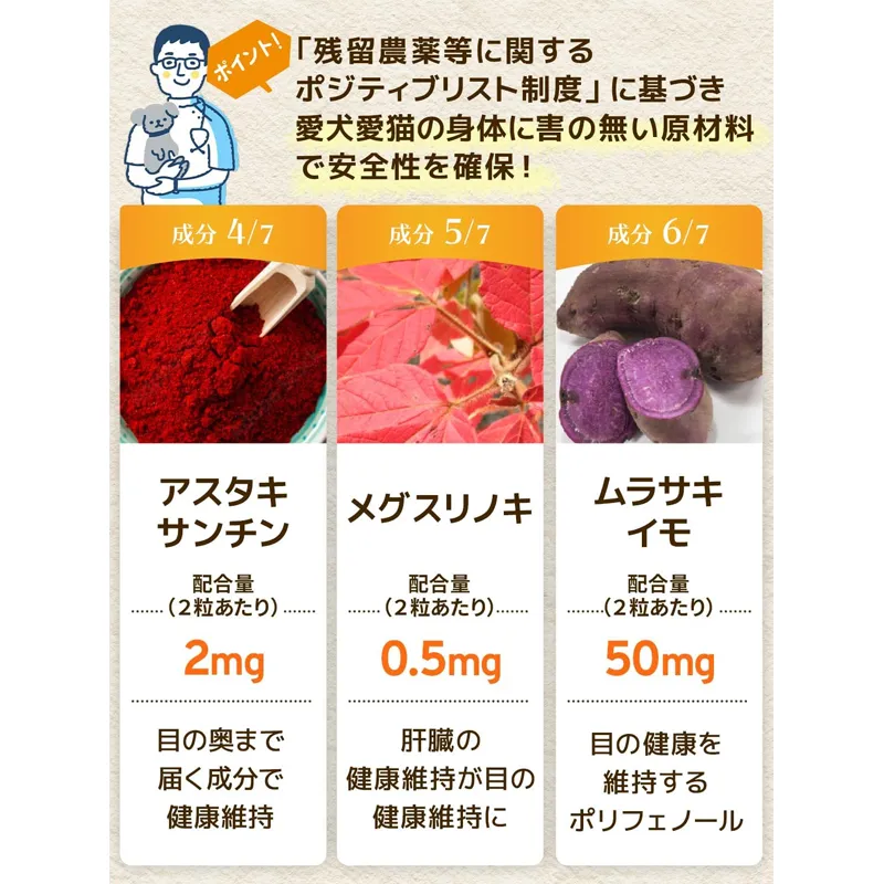 毎日愛眼 ブルーベリー ルテイン 犬用・チキン味錠剤60粒入