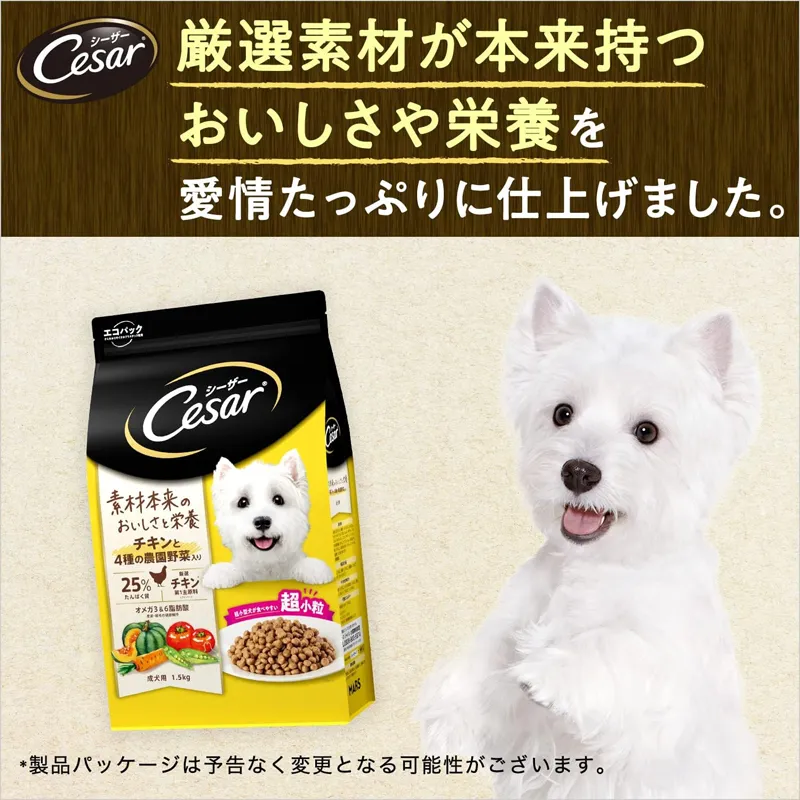 シーザー ドライタイプ成犬用チキンと4種の農園野菜入り 