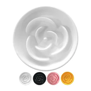 Petifam 陶器製早食い防止皿（ホワイト Sサイズ）